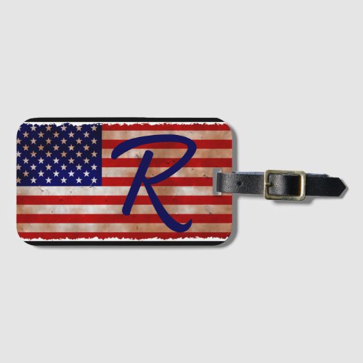 Amerikaans Bagagelabel van het vlagmonogram (Voorkant (horizontaal))