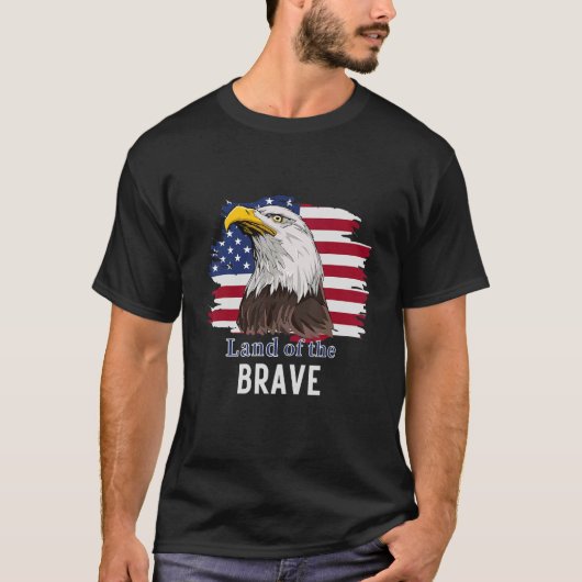 Amerikaans Bald Eagle Land van het Brave Patriotic T-shirt (Voorkant)