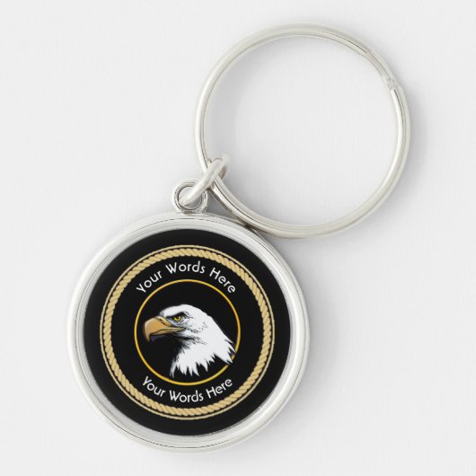 Amerikaans Bald Eagle Rope Shield Sleutelhanger (Voorkant)