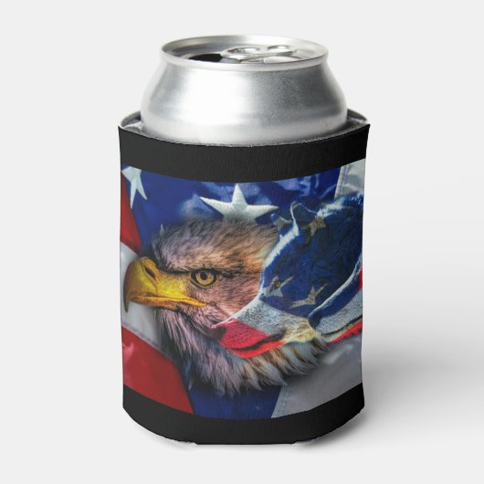 Amerikaans Bald Eagle Wolf Flag Patriotic Blikjeskoeler (Blikje Voorkant)
