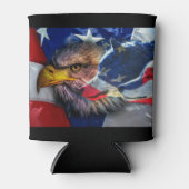 Amerikaans Bald Eagle Wolf Flag Patriotic Blikjeskoeler (Voorkant)