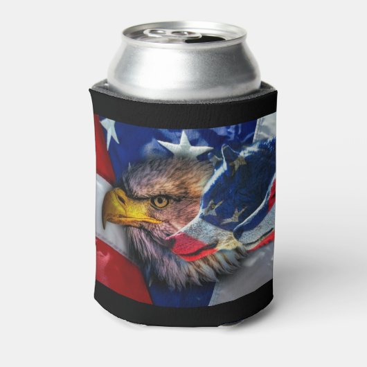 Amerikaans Bald Eagle Wolf Flag Patriotic Blikjeskoeler (Blikje Achterkant)