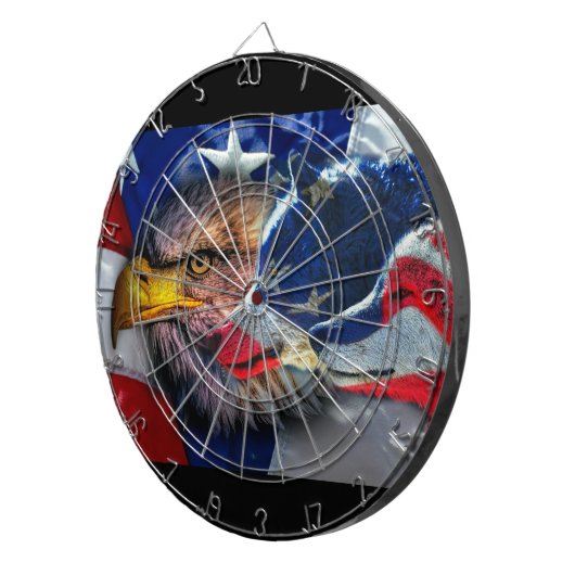 Amerikaans Bald Eagle Wolf Flag Patriotic Dartbord (Voorkant Rechts)