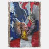 Amerikaans Bald Eagle Wolf Flag Patriotic Deken (Voorkant Verticaal)