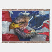 Amerikaans Bald Eagle Wolf Flag Patriotic Deken (Voorkant)