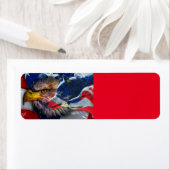 Amerikaans Bald Eagle Wolf Flag Patriotic Etiket (Insitu)