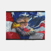 Amerikaans Bald Eagle Wolf Flag Patriotic Fleece Deken (Voorkant (Horizontaal))