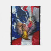 Amerikaans Bald Eagle Wolf Flag Patriotic Fleece Deken (Voorkant)