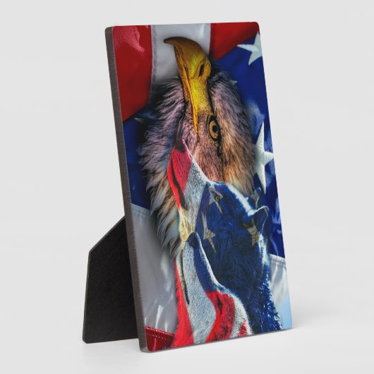 Amerikaans Bald Eagle Wolf Flag Patriotic Fotoplaat (Zijkant)