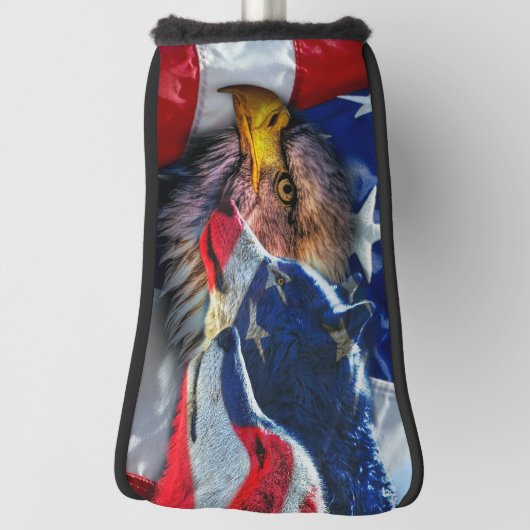 Amerikaans Bald Eagle Wolf Flag Patriotic Golfheadcover (Draai 90)