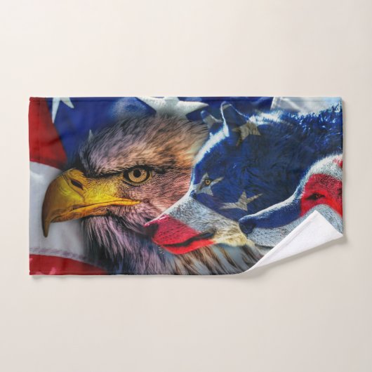 Amerikaans Bald Eagle Wolf Flag Patriotic Handdoek (Handdoek)