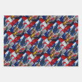Amerikaans Bald Eagle Wolf Flag Patriotic Inpakpapier Vel (Voorkant 3)