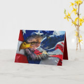 Amerikaans Bald Eagle Wolf Flag Patriotic Kaart (Gele Bloem)