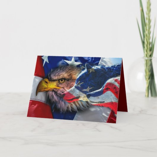 Amerikaans Bald Eagle Wolf Flag Patriotic Kaart (Voorkant)