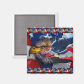 Amerikaans Bald Eagle Wolf Flag Patriotic Magneet (Voorkant / Achterkant)
