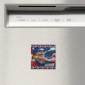 Amerikaans Bald Eagle Wolf Flag Patriotic Magneet (Insitu (Vaatwasser))