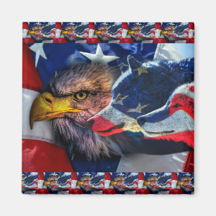 Amerikaans Bald Eagle Wolf Flag Patriotic Magneet