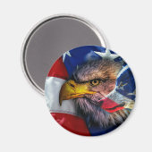 Amerikaans Bald Eagle Wolf Flag Patriotic Magneet (Voorkant / Achterkant)