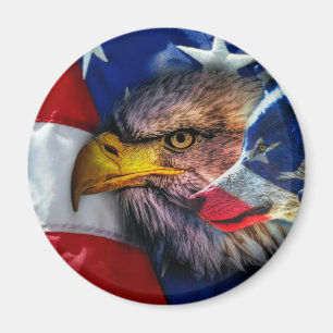 Amerikaans Bald Eagle Wolf Flag Patriotic Magneet