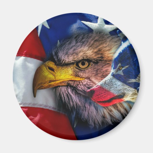 Amerikaans Bald Eagle Wolf Flag Patriotic Magneet (Voorkant)