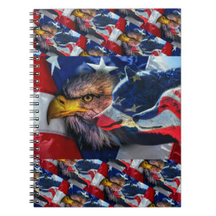 Amerikaans Bald Eagle Wolf Flag Patriotic Notitieboek