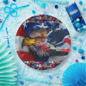 Amerikaans Bald Eagle Wolf Flag Patriotic Papieren Bordje (Feest)