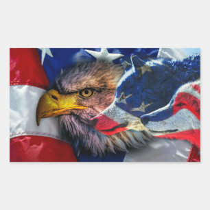 Amerikaans Bald Eagle Wolf Flag Patriotic Rechthoekige Sticker