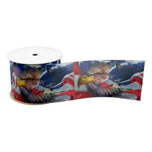 Amerikaans Bald Eagle Wolf Flag Patriotic Satijnen Lint