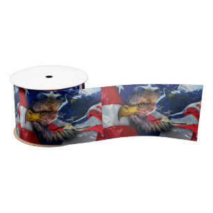 Amerikaans Bald Eagle Wolf Flag Patriotic Satijnen Lint