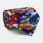 Amerikaans Bald Eagle Wolf Flag Patriotic Stropdas (Opgerold)