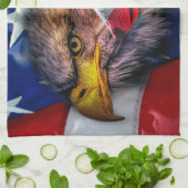 Amerikaans Bald Eagle Wolf Flag Patriotic Theedoek (Gevouwen)