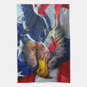 Amerikaans Bald Eagle Wolf Flag Patriotic Theedoek (Verticaal)
