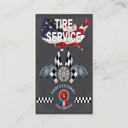 Amerikaans bandencentrum visitekaartje (Voorkant)