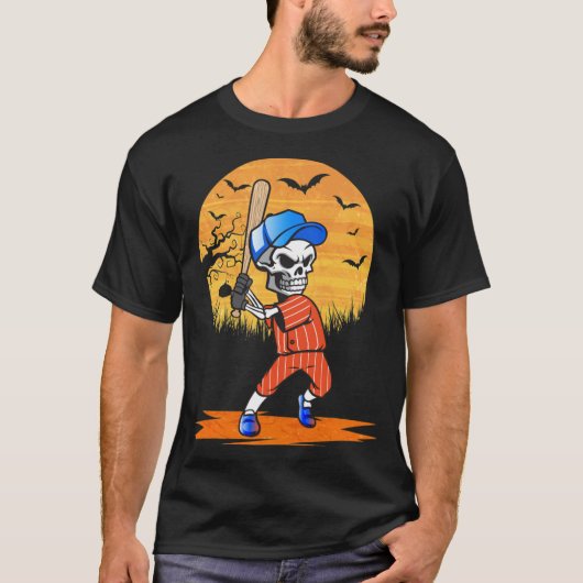 Amerikaans Baseball Skeleton Halloween Man soccer T-shirt (Voorkant)