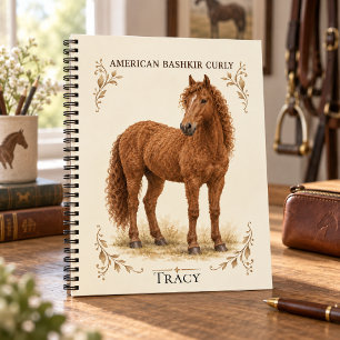 Amerikaans Bashkir Curly Paard Watercolor Kunst Notitieboek