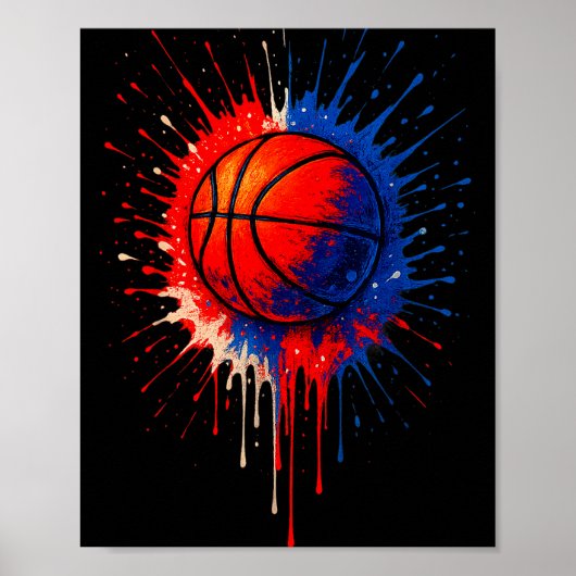 Amerikaans basketbal splash bal speler team kinder poster (Voorkant)