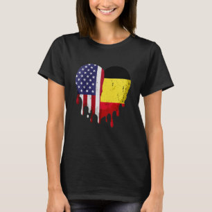 Amerikaans Belgisch erfgoedmaand België Vlag Hart T-shirt