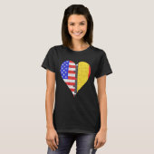 Amerikaans Belgisch Vlag Hart T-shirt (Voorkant volledig)