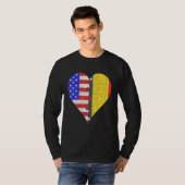 Amerikaans Belgisch Vlag Hart T-shirt (Voorkant volledig)