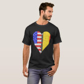 Amerikaans Belgisch Vlag Hart T-shirt (Voorkant volledig)