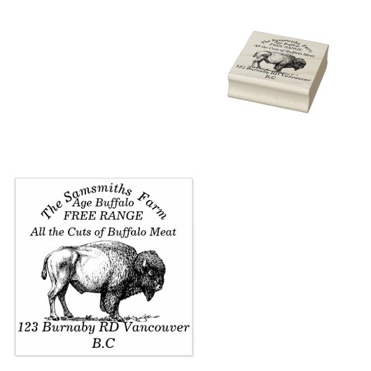 Amerikaans Boerderij van de Buffalo Bison Familie Rubberstempel (Gestempeld)