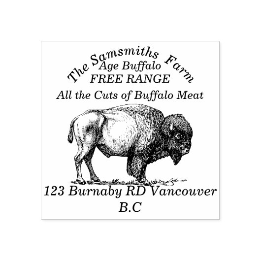 Amerikaans Boerderij van de Buffalo Bison Familie Rubberstempel (Afrduk)