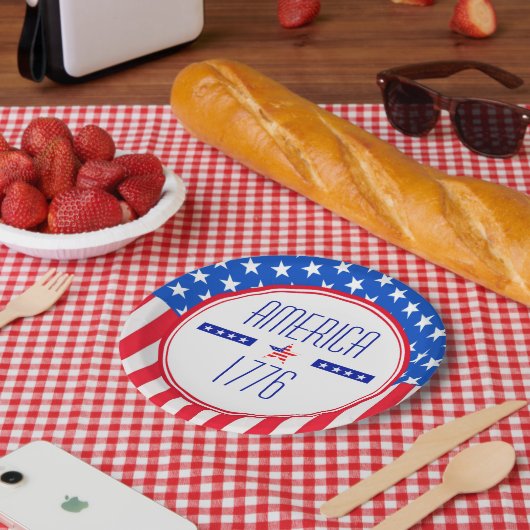 Amerikaans Bord 1776 patriottisch papier (Picknick)