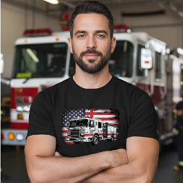 Amerikaans Brandweervlag & Brandweerwagen T-Shirt