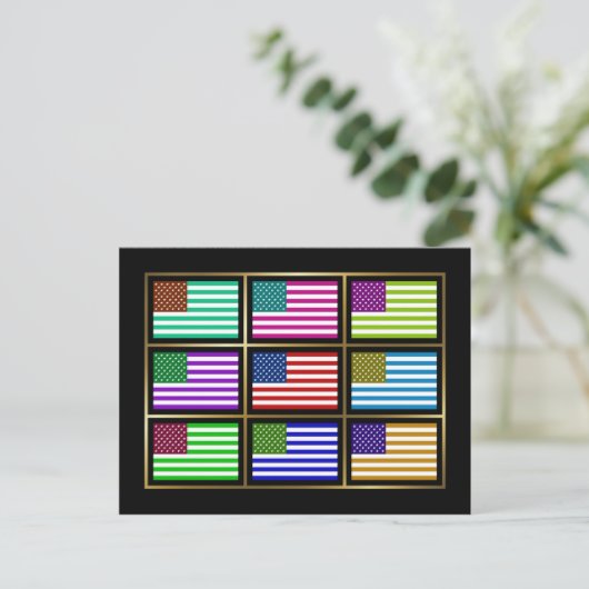 Amerikaans Briefkaart van multihue-vlaggen (Staand voorkant)
