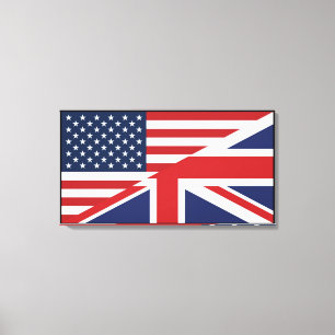 Amerikaans - Britse Gecombineerde Vlag Canvas Afdruk