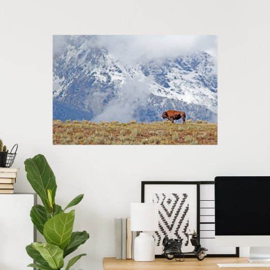 Amerikaans Buffalo High in het Tetons-Poster Poster (Thuiskantoor)