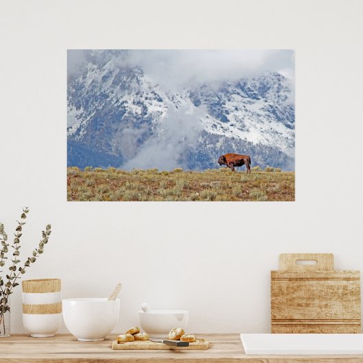 Amerikaans Buffalo High in het Tetons-Poster Poster (Keuken)