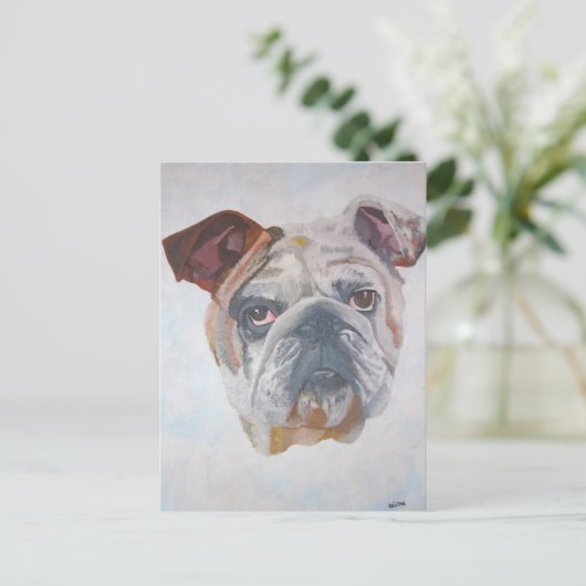 Amerikaans Bulldog Artistic Pet Portret Briefkaart (Staand voorkant)