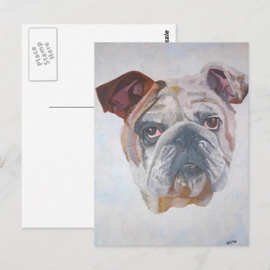 Amerikaans Bulldog Artistic Pet Portret Briefkaart (Voorkant / Achterkant)
